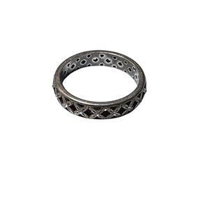 Silver Band With CZ Stones Ring